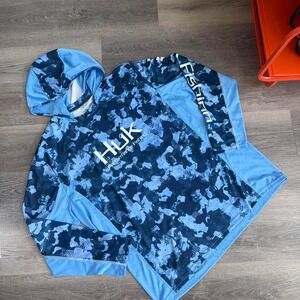 Huk blue camouflage polyester hoodie size XXL
